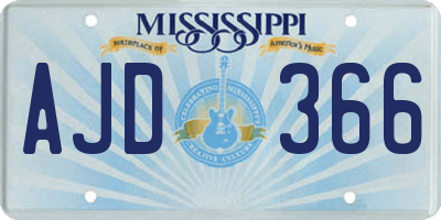 MS license plate AJD366