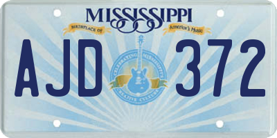 MS license plate AJD372