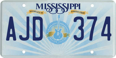 MS license plate AJD374