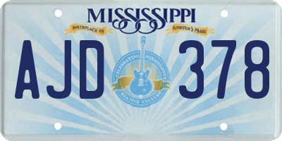 MS license plate AJD378