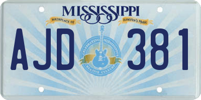 MS license plate AJD381