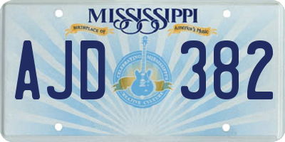 MS license plate AJD382