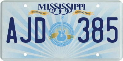 MS license plate AJD385