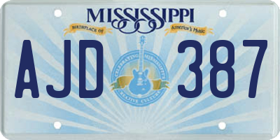MS license plate AJD387
