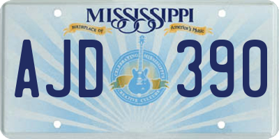 MS license plate AJD390