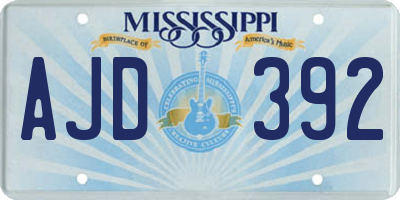 MS license plate AJD392