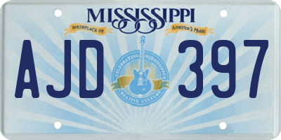 MS license plate AJD397