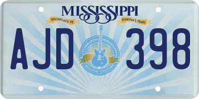MS license plate AJD398