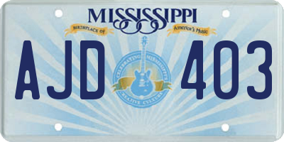 MS license plate AJD403
