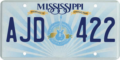 MS license plate AJD422