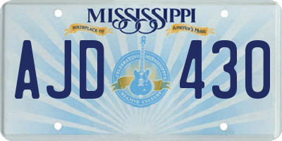 MS license plate AJD430