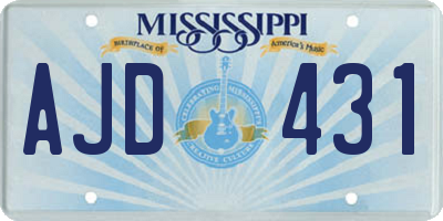 MS license plate AJD431