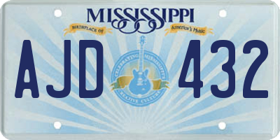 MS license plate AJD432