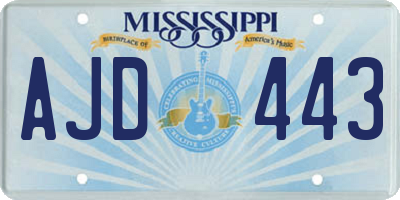 MS license plate AJD443