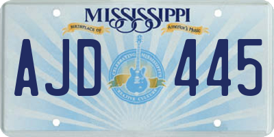 MS license plate AJD445