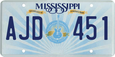 MS license plate AJD451