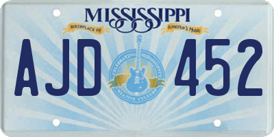MS license plate AJD452
