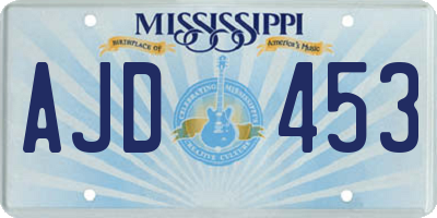 MS license plate AJD453