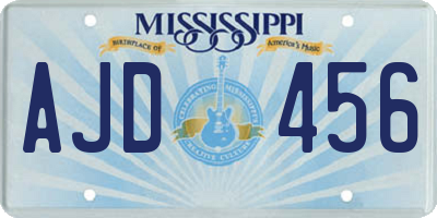 MS license plate AJD456