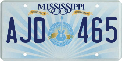 MS license plate AJD465