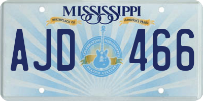 MS license plate AJD466