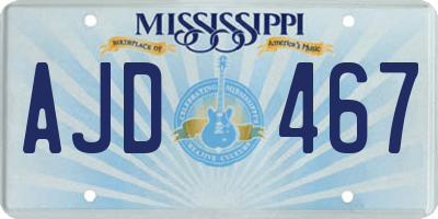 MS license plate AJD467