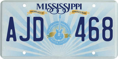MS license plate AJD468