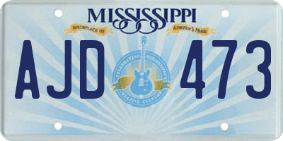 MS license plate AJD473