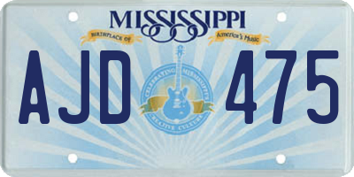 MS license plate AJD475