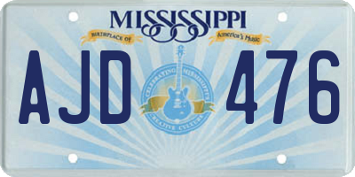 MS license plate AJD476