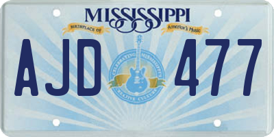 MS license plate AJD477