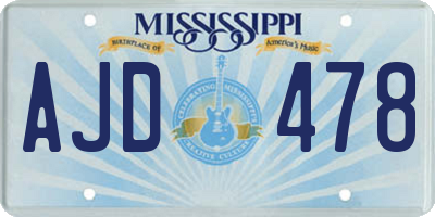 MS license plate AJD478