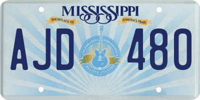 MS license plate AJD480