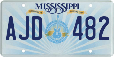 MS license plate AJD482
