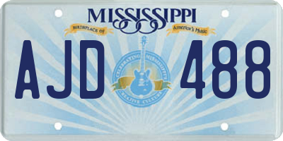 MS license plate AJD488