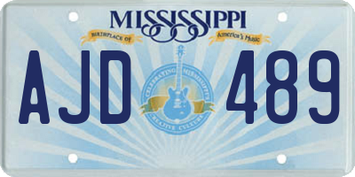 MS license plate AJD489