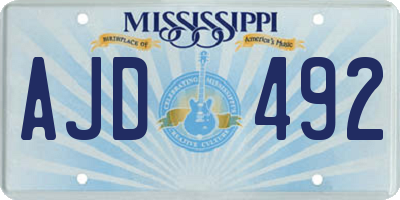 MS license plate AJD492