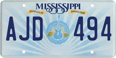 MS license plate AJD494