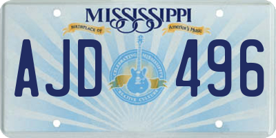MS license plate AJD496