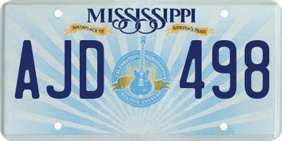 MS license plate AJD498