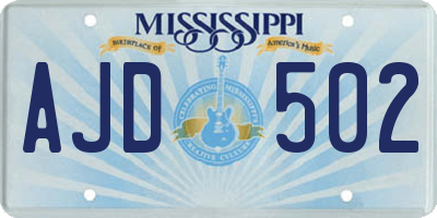 MS license plate AJD502
