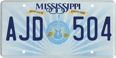 MS license plate AJD504