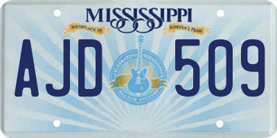 MS license plate AJD509