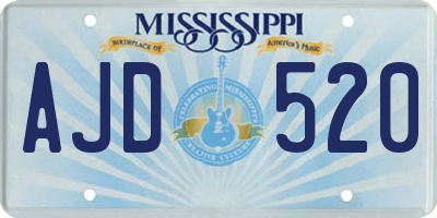 MS license plate AJD520
