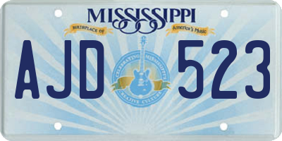 MS license plate AJD523