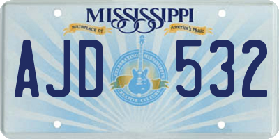 MS license plate AJD532