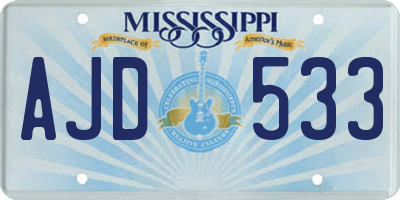 MS license plate AJD533