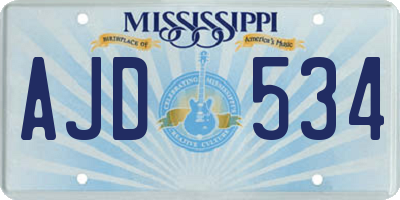 MS license plate AJD534