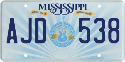 MS license plate AJD538