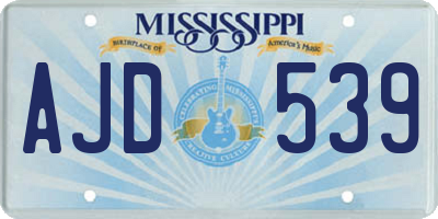 MS license plate AJD539